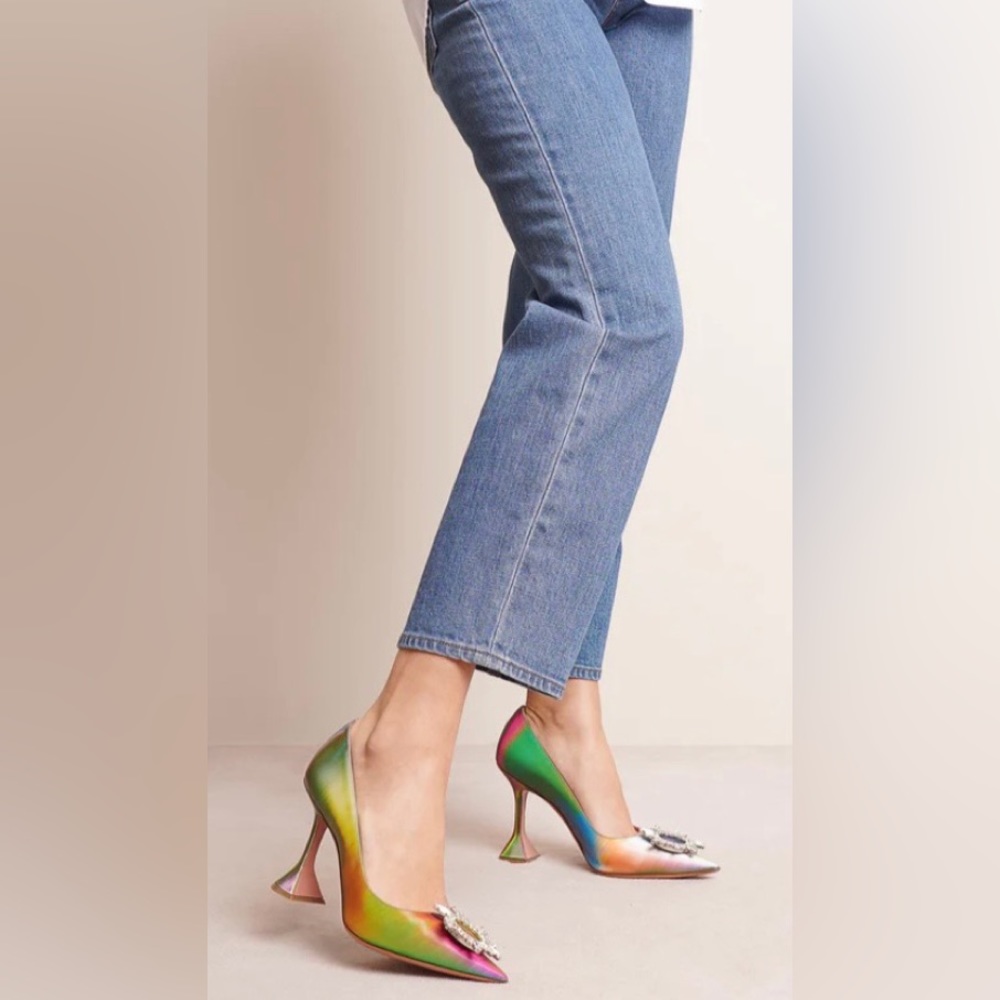 Amina Muaddi PUMPS Begum Shoes Shadow Rainbow Heels* NEW in Box